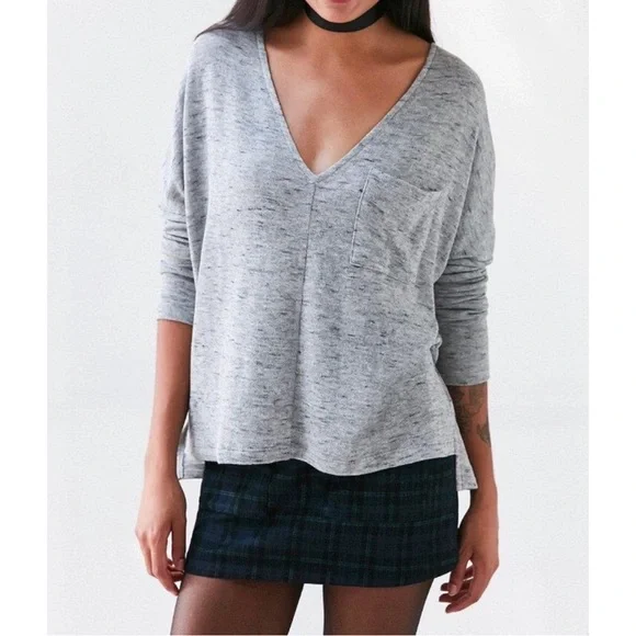 Urban Outfitters BDG V-Neck Drop Shoulder Sweater Light Chest Pocket SzXS/TP - Picture 1 of 7